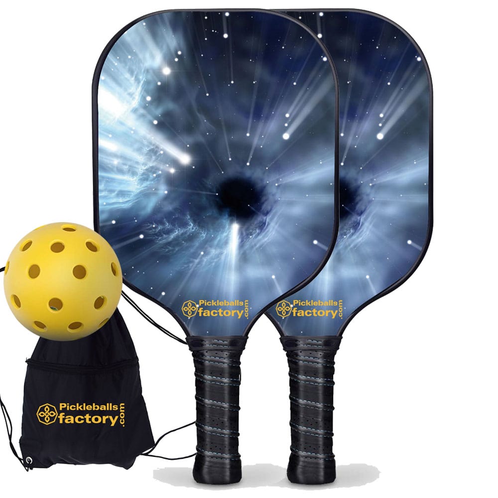 Pickleball Starter Set - Black Hole Custom Pickleball Paddle, Pickleball Net Set Up, Carbonfiber Graphite