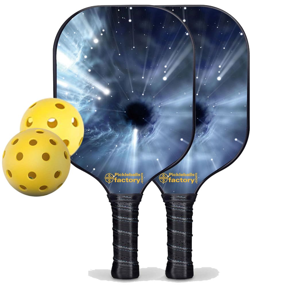 Pickleball Starter Set - Black Hole Custom Pickleball Paddle, Pickleball Net Set Up, Carbonfiber Graphite