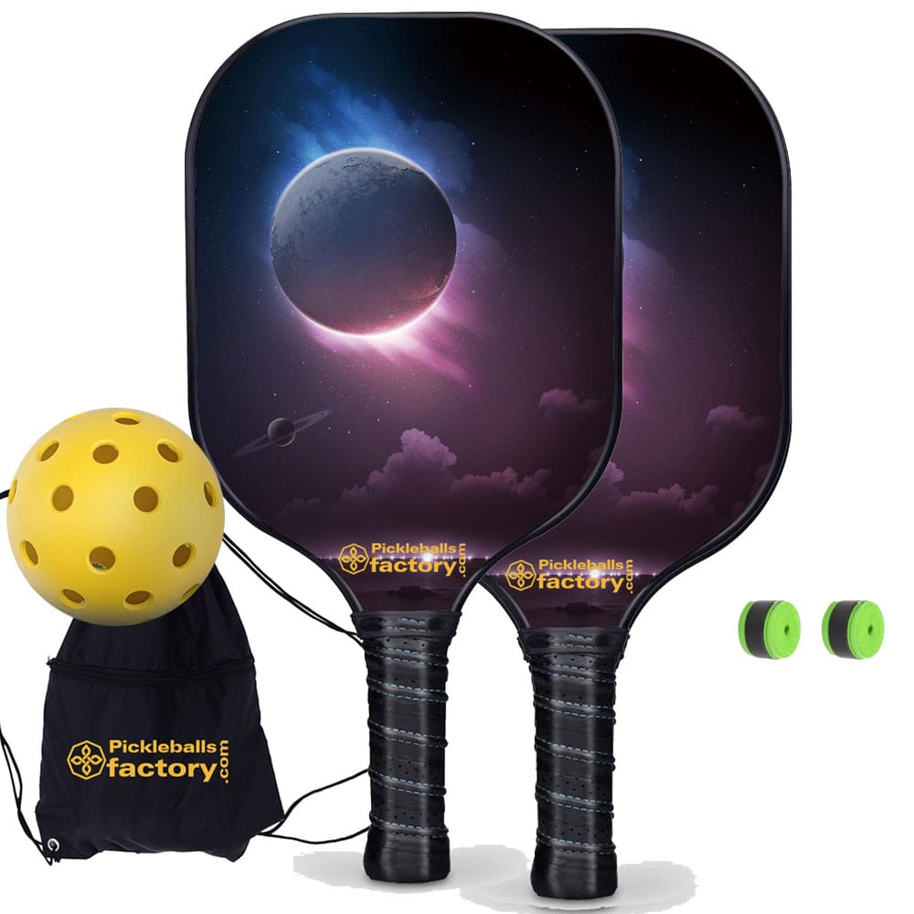 PB00014-6-C Pickleball Set - The Moon Pickleball Rackets Near Me, Best Type of Pickleball Paddle, Carbonfiber Graphite