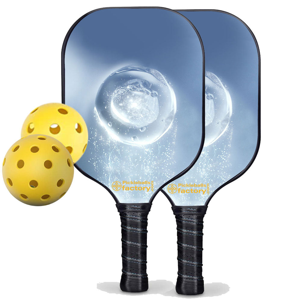 PB00012-2-C Pickleball Paddle Set - Crystal Clear Pickleball Paddles, Best Pickleball Set for Beginners, Carbonfiber Graphite