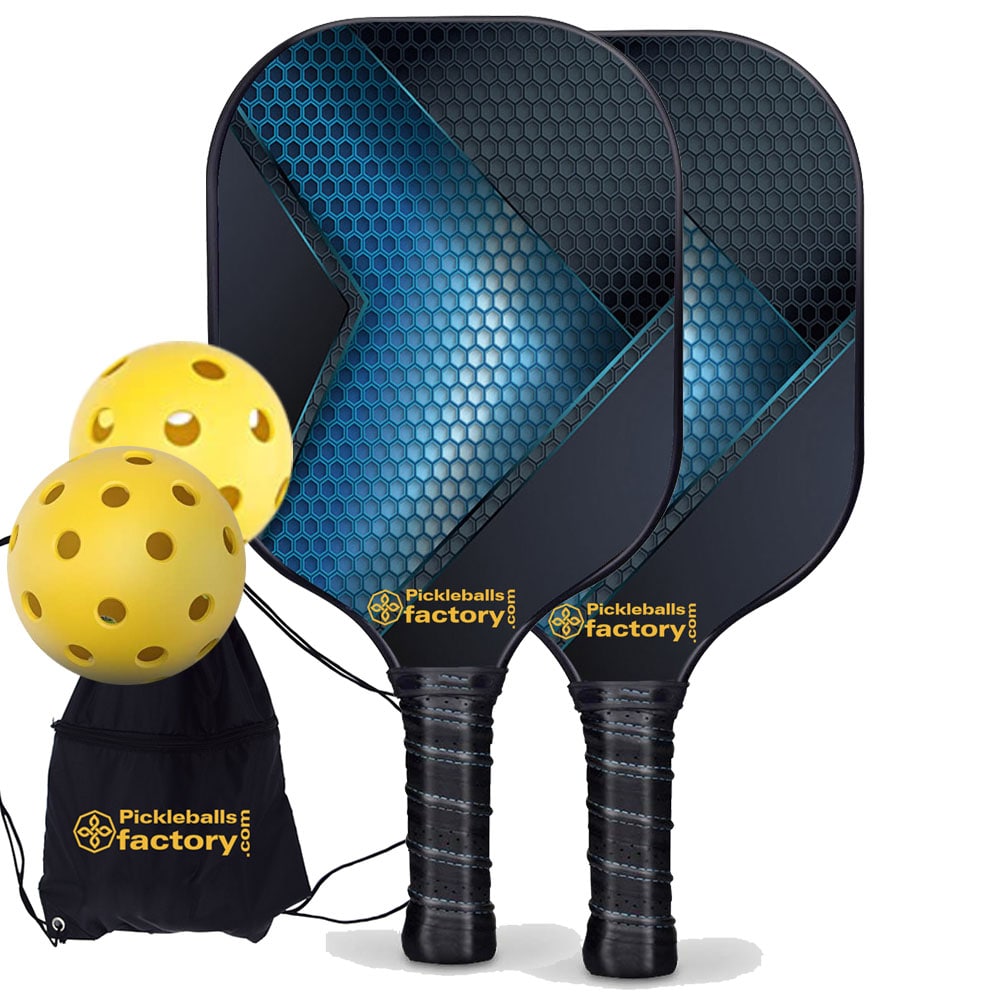 Pickleball Starter Set - Hexagon Grids Usapa Pickleball Paddles, Portable Pickleball Set, Carbonfiber Graphite