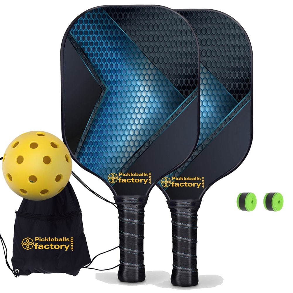 Pickleball Starter Set - Hexagon Grids Usapa Pickleball Paddles, Portable Pickleball Set, Carbonfiber Graphite