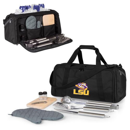 PICNIC TIME NCAA LSU Tigers BBQ Kit Cooler Tote with Barbecue & Accessories, Black, one Size (757-06-175-294-0)