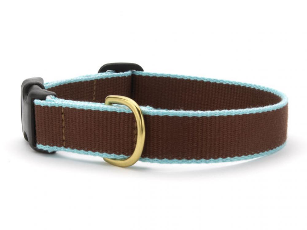 Up Country BABBCXS Brown & Aqua Bamboo Pet Collar - Extra Small Narrow