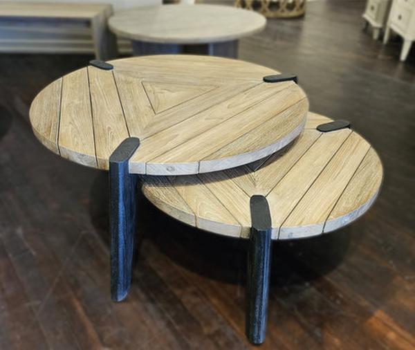 OL-TRI05-SET Natural Triangolo Outdoor Nesting Coffee Tables - Set of 2