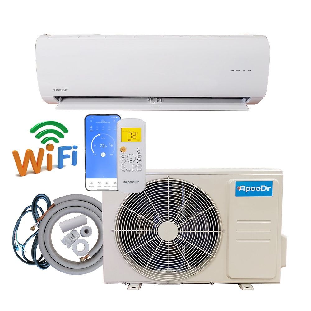ASF16-24H4B  24,000 BTU 16.7 SEER2, 230-Volt, 1200-Sq.Ft Ductless Mini Split AC with Heat Pump, Wi-Fi, 16Ft. Lineset -  ApooDr