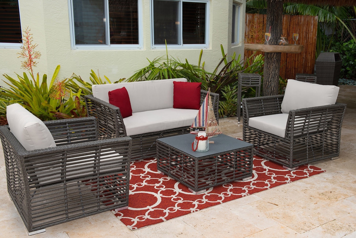 Picture of Panama Jack PJO-1601-GRY-4SE-GL-SU-726 Graphite 4 Piece Living Set with Cushion&#44; Navy