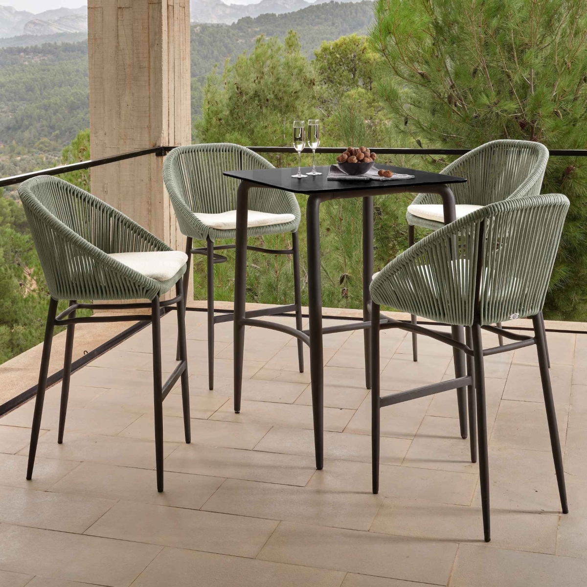 Picture of Skyline Design 24162-CMA-RO-5PC Rodona 5 Piece Pub Set with Sunbrella Cushion
