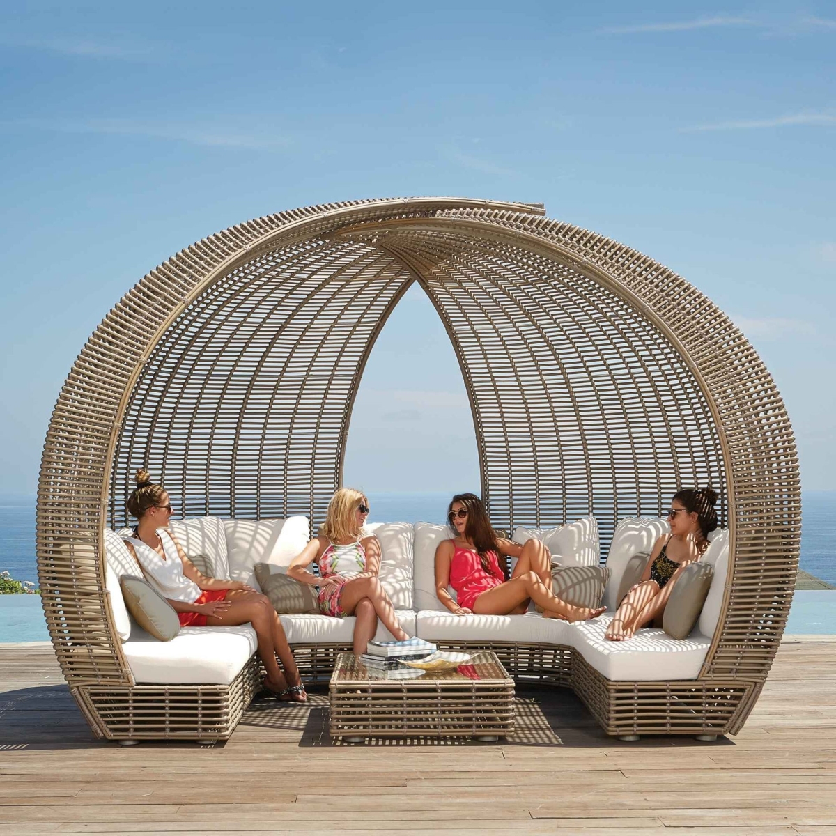 Picture of Skyline Design 84871-KMNP-CUSH-SU-732 102 x 136 x 108 in. Sparta Daybed with Sunbrella Cushion&#44; Silver