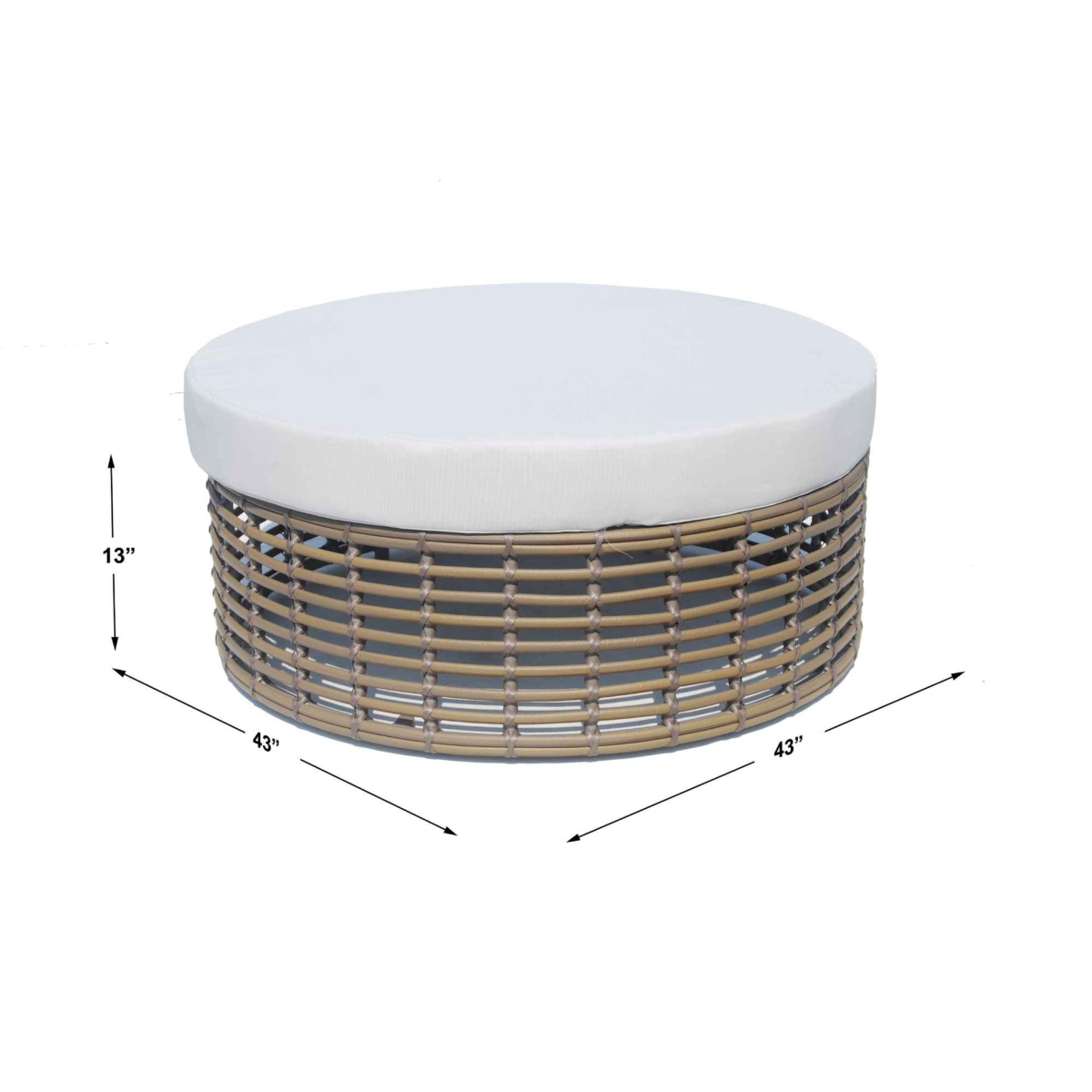 Picture of Skyline Design 84889-KMNP-CUSH-SU-728 13 x 50 x 28 in. Halo Ottoman with Sunbrella Cushion&#44; Black