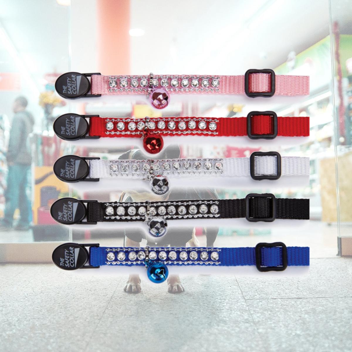 Picture of East Side Collection ZW322 95 Rhinestone Cat Collar White