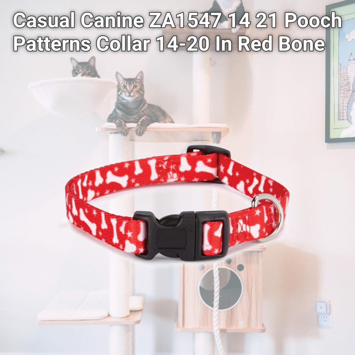 Picture of Casual Canine ZA1547 14 21 Pooch Patterns Collar 14-20 In Red Bone