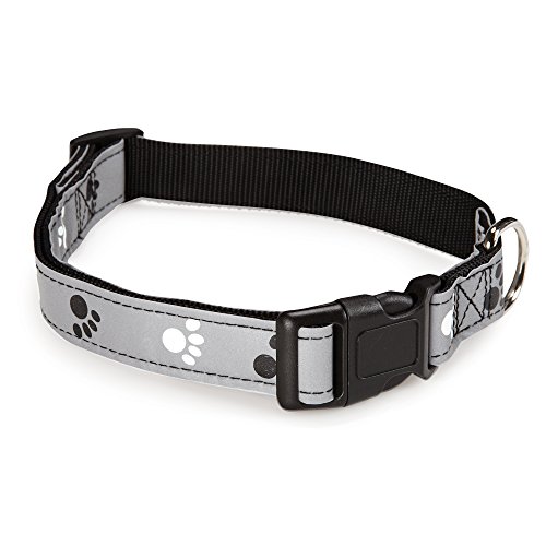 ZW4928 Reflective Pawprint Collar - Black - 14-20 in