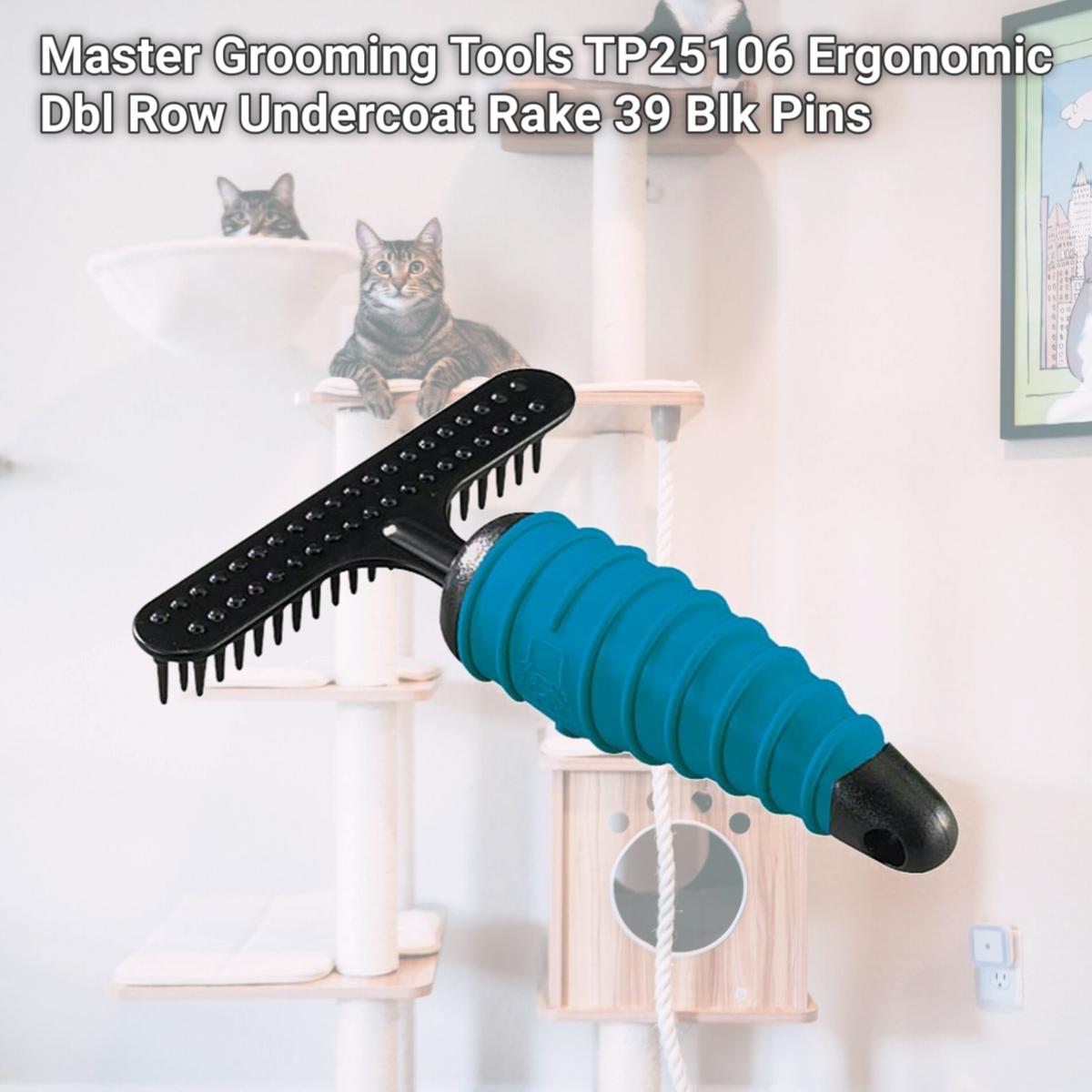 Picture of Master Grooming Tools TP25106 Ergonomic Dbl Row Undercoat Rake 39 Blk Pins