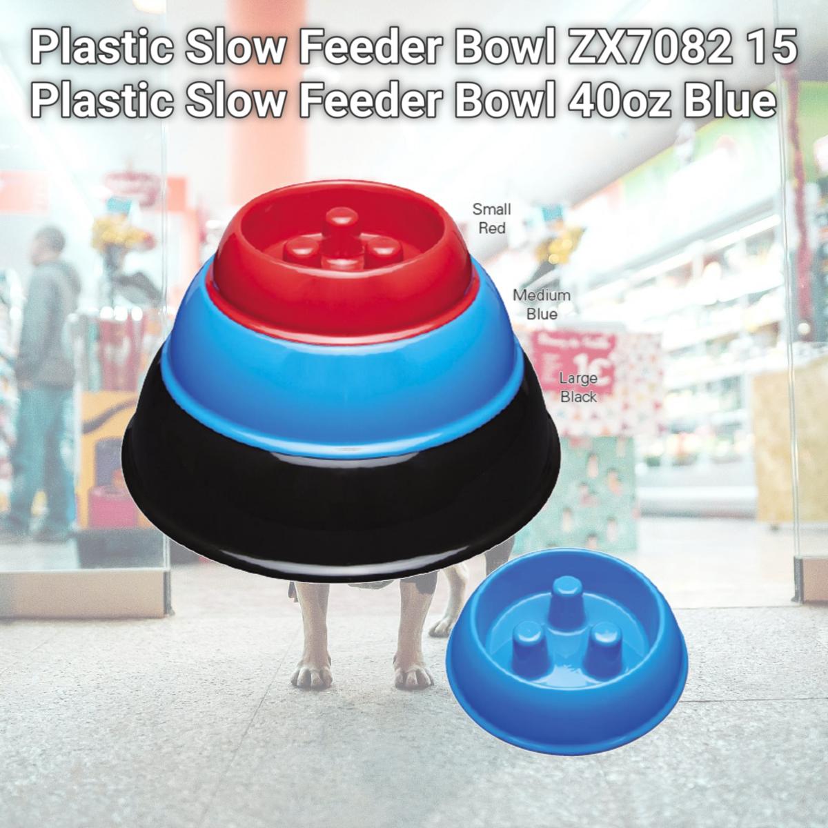 Picture of Plastic Slow Feeder Bowl ZX7082 15 Plastic Slow Feeder Bowl 40oz Blue