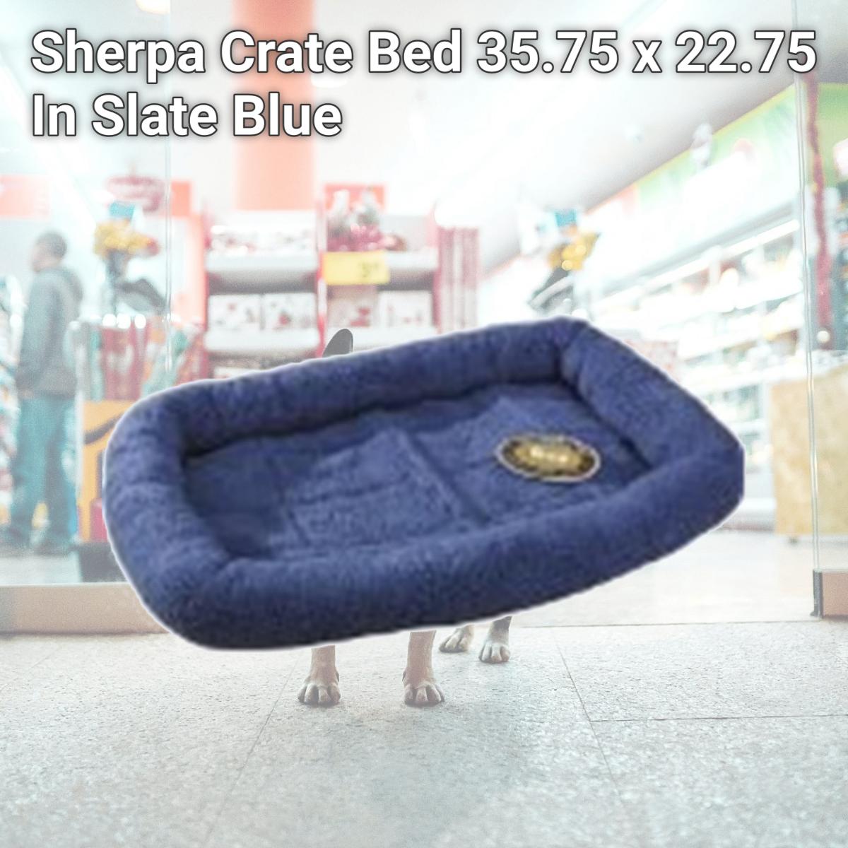 Picture of Slumber Pet ZW260 36 90 Sherpa Crate Bed 35.75 x 22.75 In Slate Blue