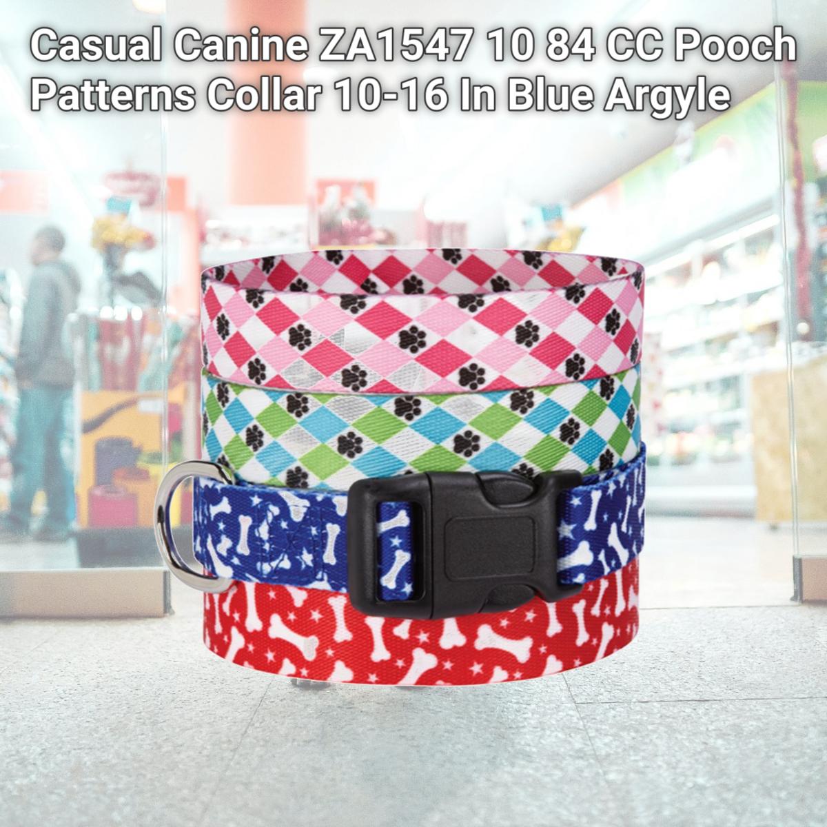Picture of Casual Canine ZA1547 10 84 CC Pooch Patterns Collar 10-16 In Blue Argyle