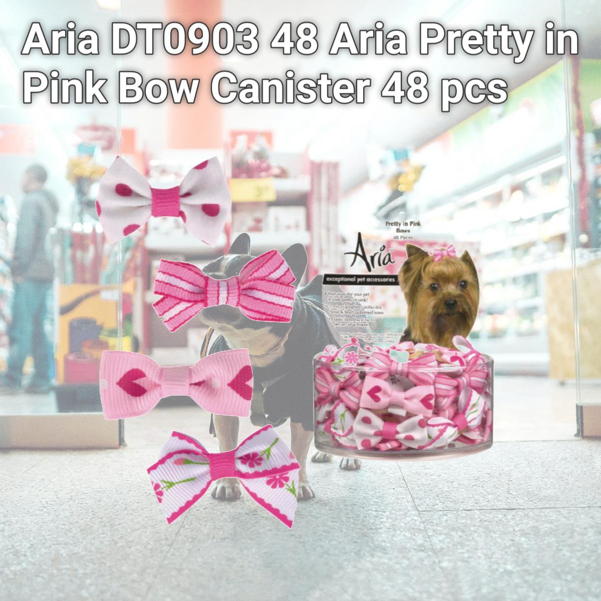 Picture of Aria DT0903 48 Aria Pretty in Pink Bow Canister 48 pcs