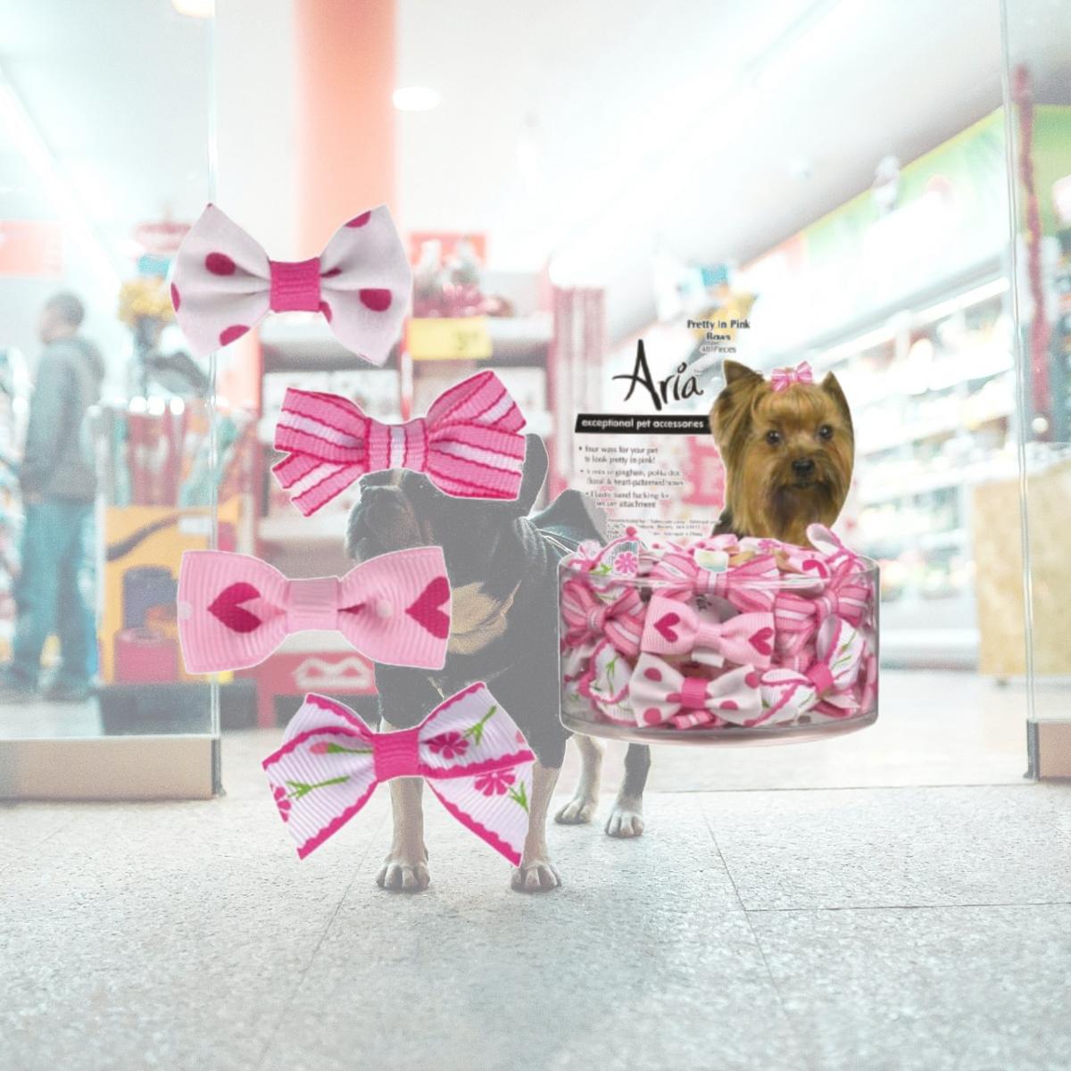 Picture of Aria DT0903 48 Aria Pretty in Pink Bow Canister 48 pcs