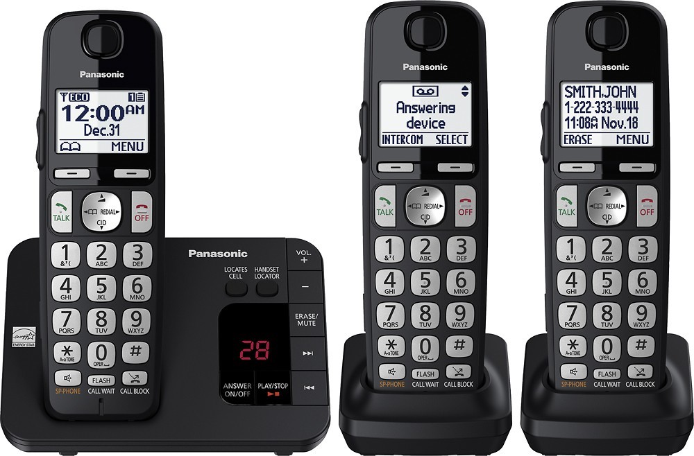 Picture of Panasonic KX-TGE433B Cordless Phone with Answering System - 3 Handsets