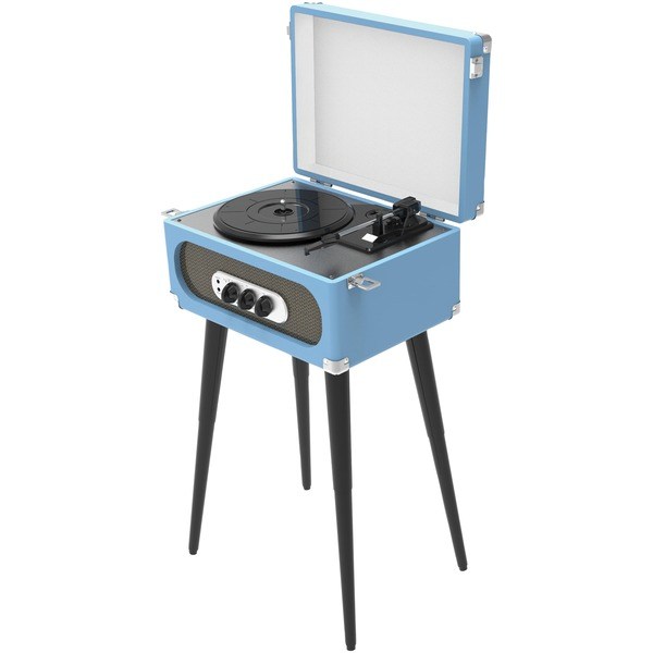 Picture of Sylvania SRC894-BLUE Bluetooth Retro Turntable with Stand & FM Radio&#44; Blue