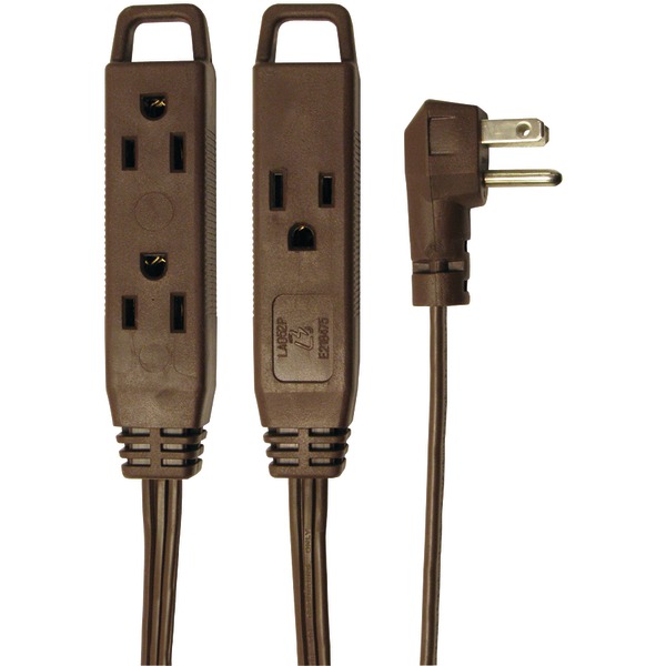 Picture of Axis 45504 8 ft. 3-Outlet Brown Wall-Hugger Indoor Grounded Extension Cord - Brown