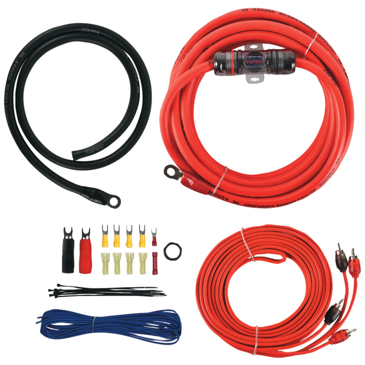 4 Gauge V6 Series Amp Installation Kit with RCA Cable