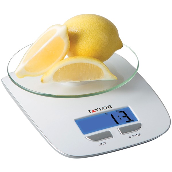 Picture of Taylor Precision Products 384521 11 lbs Glass Platform Digital Kitchen Scale, White
