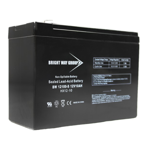 Picture of Bright Way Group BW 12100 F2-0186 12V 10A Sealed Lead-Acid Battery, Black
