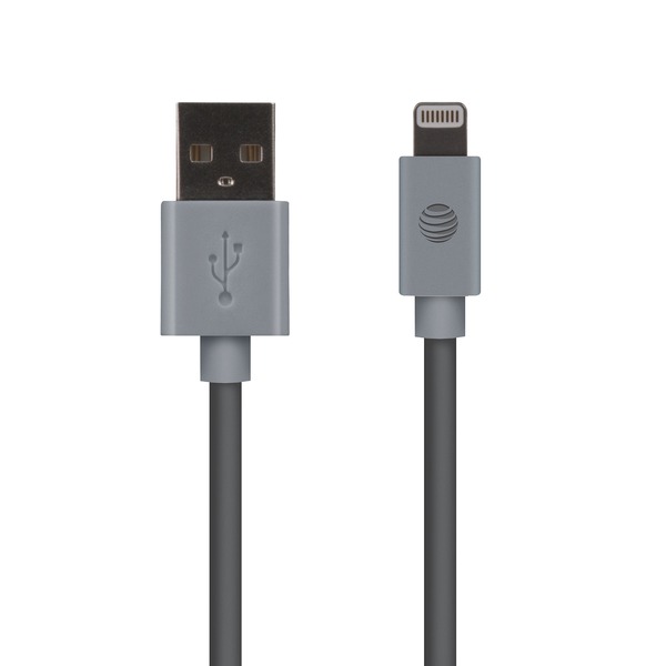 Picture of AT & T PVLC1-GRY 4 ft. PVC Charge & Sync Lightning Cable&#44; Gray
