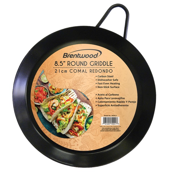 Picture of Brent Wood BCM-21 8.5 in. Carbon Steel Non-Stick Round Comal Griddle&#44; Black