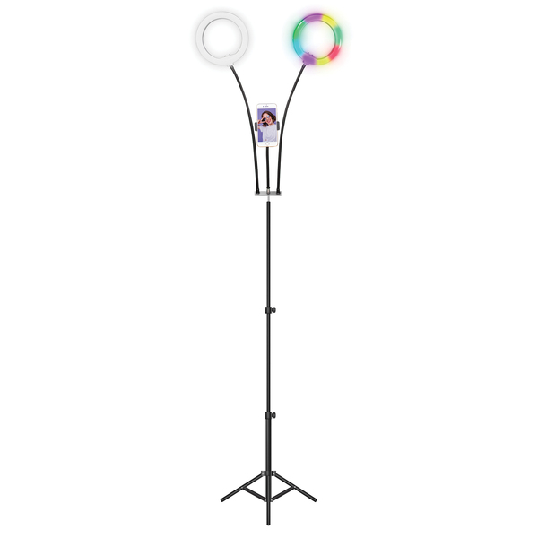 Picture of Supersonic SC-2710SR 8 in. PRO Live Stream Double LED Selfie RGB Ring Light with Tripod Stand