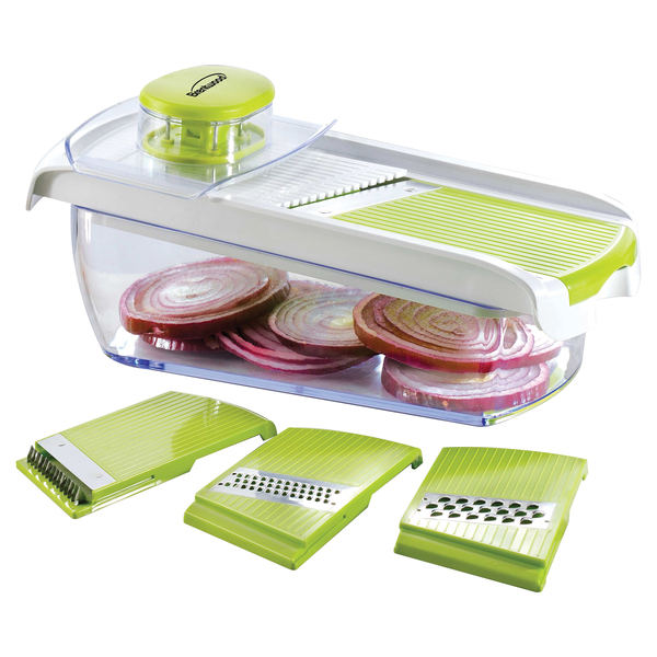 Picture of Brentwood Kool Zone KA-5040G Mandolin Slicer with 5-Cup Storage Container & 4 Interchangeable Stainless Steel Blades, Green