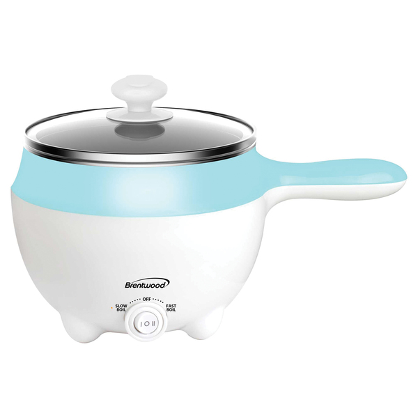 Picture of Brentwood Kool Zone HP-3015BL 1.6 qt. 600W Stainless Steel Electric Hot Pot Cooker & Food Steamer with Swivel Base&#44; Blue