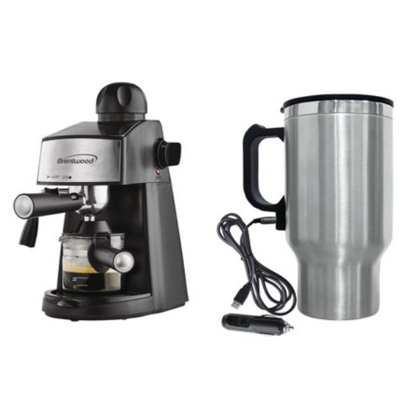 Picture of Brent Wood 843631123263 20 oz GA-125 Espresso & Cappuccino Maker & Stainless Steel Heated Travel Mug