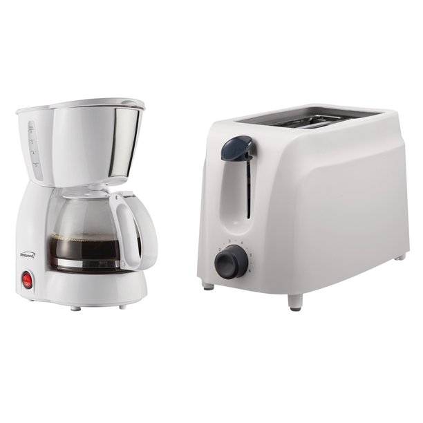 Picture of Brentwood 843631123430 TS-260W Cool-Touch 2-Slice Toaster & TS-213W 4-Cup Coffee Maker Bundle&#44; White