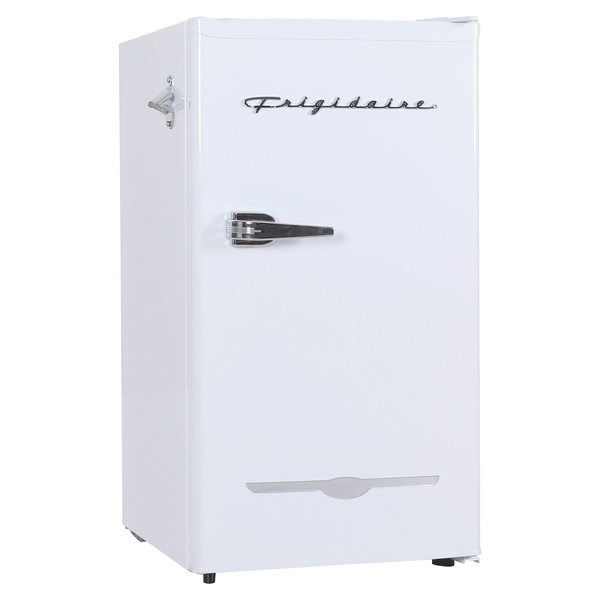 EFR376-B-WHITE 3.2 cu. ft. 65W Retro Bar Fridge with Side Bottle Opener, White -  Frigidaire