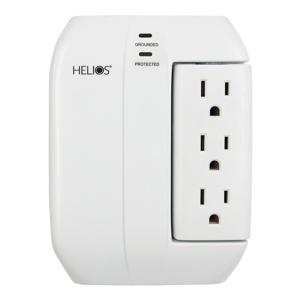 Picture of Helios AS-HP-5R 5-Outlet Wall Tap Surge Protector with 2 USB Charging Ports, White