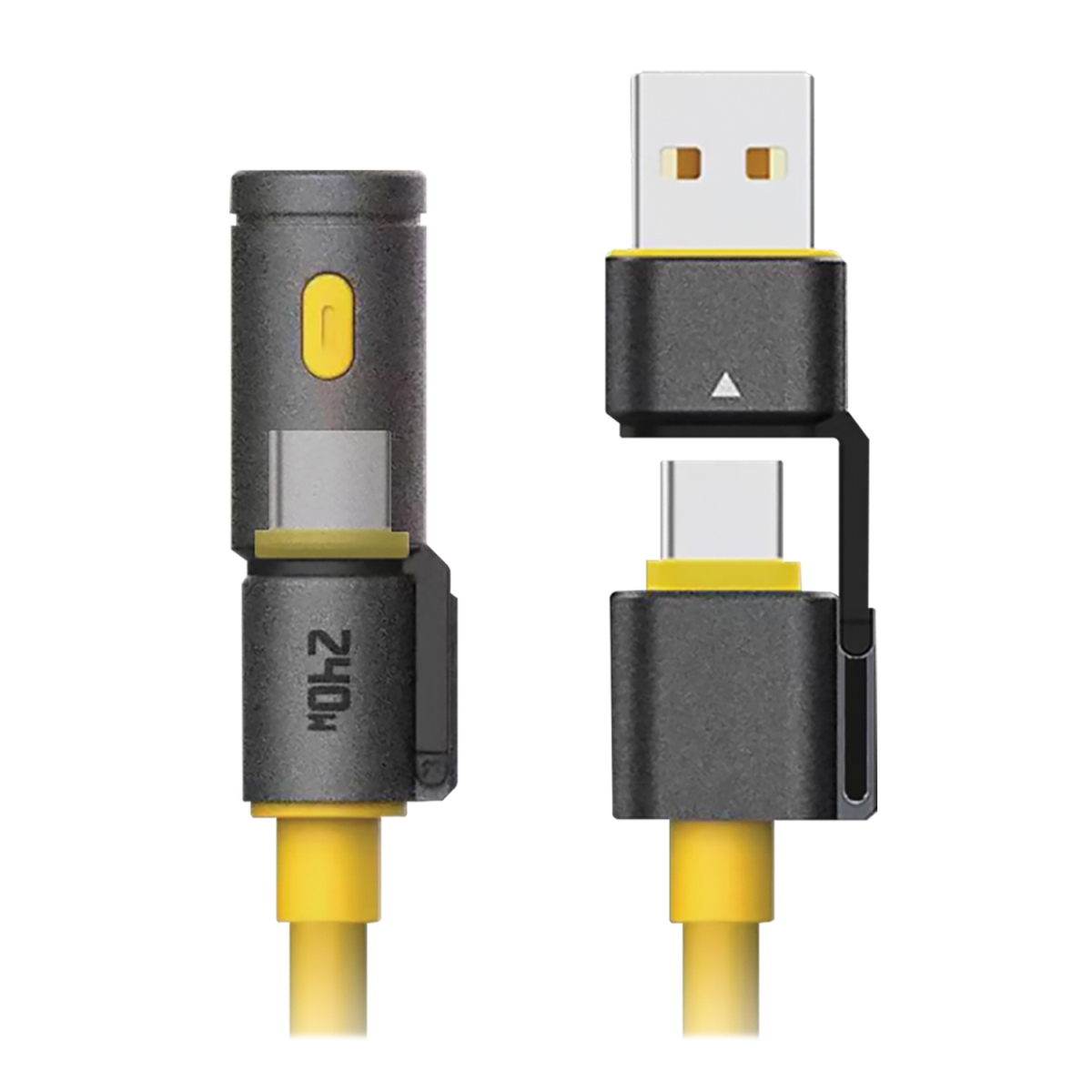 Picture of Helix ETHCFLY 3.2 ft. Flash Charge 4-in-1 USB-A & USB-C to USB-C Flashlight Charge & Sync Cable&#44; Gray