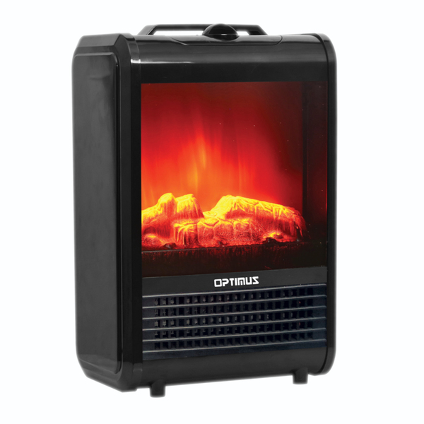 H-9300BK 1200W H-9300 Max Mini Electric Flame-Effect Fireplace Heater, Black