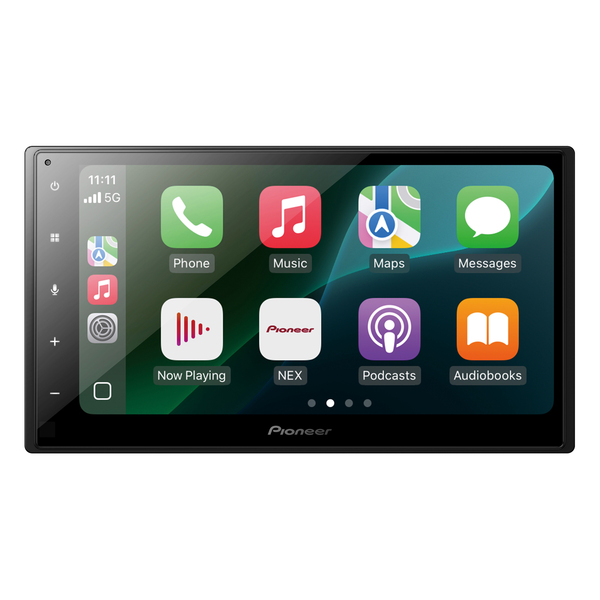 6.8 in. Double DIN Digital Multimedia Receiver - Built-in Bluetooth - Wired Apple CarPlay & Android Auto - Touchscreen - Rearview Camera Input