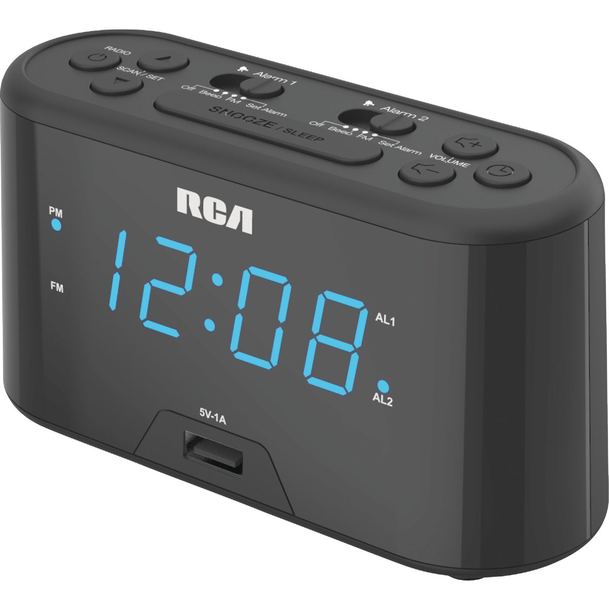 RC571 Dual Alarm Digital Clock Radio with USB