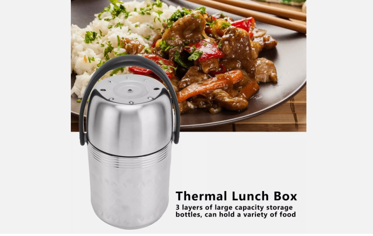 Picture of Steel Lunch Box Steel Lunch Box Hot Food Flask Stainless Steel Lunch Box Vacuum Insulated Trave Portable