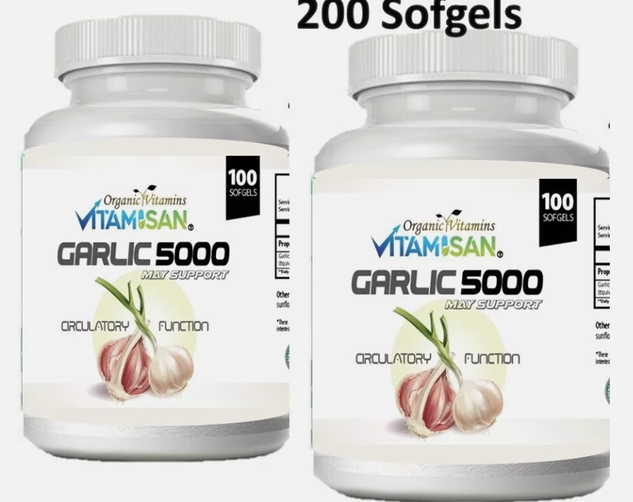 Picture of vitasam Garlic Fresh Extract 2 Garlic Fresh Extract 5000 mg Cholesterol Health supp 200 Antioxidant Pills gel