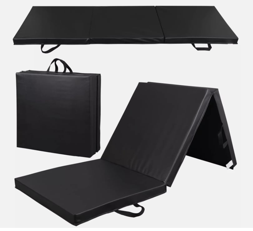 Picture of Sunny Health Fitness  Workout Mat 6&apos; x 2&apos; Folding Mat Thick Foam Fitness Exercise Gymnastics Panel Gym Workout Mat