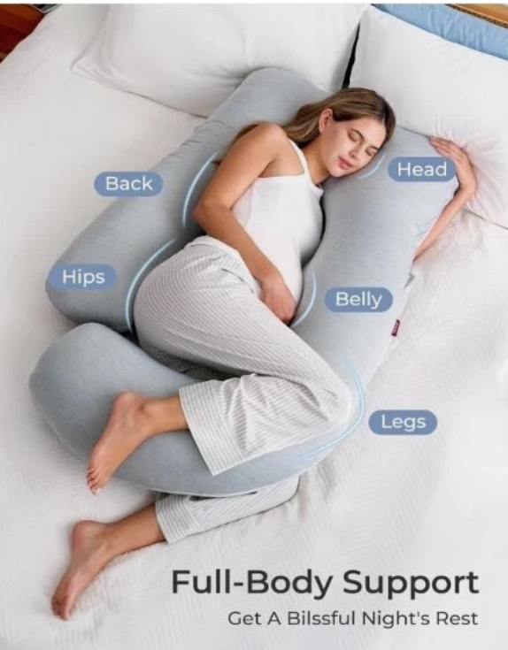 Picture of Pharmedoc  Pharmedoc pregnancy pillow Pregnancy Pillows with Cooling Cover&#44; U-Shaped Full Body&#44; 57 Inch - Grey