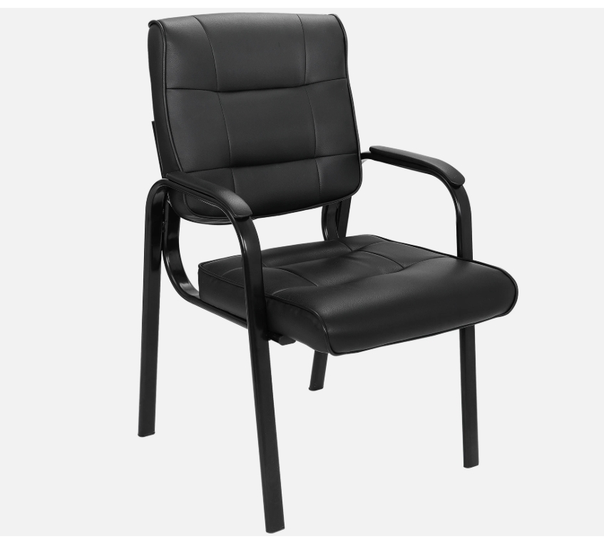 Picture of SEGAWE SEGAWE Office Guest Chair Leather Executive Reception Wating Room Chair W/ Metal Frame