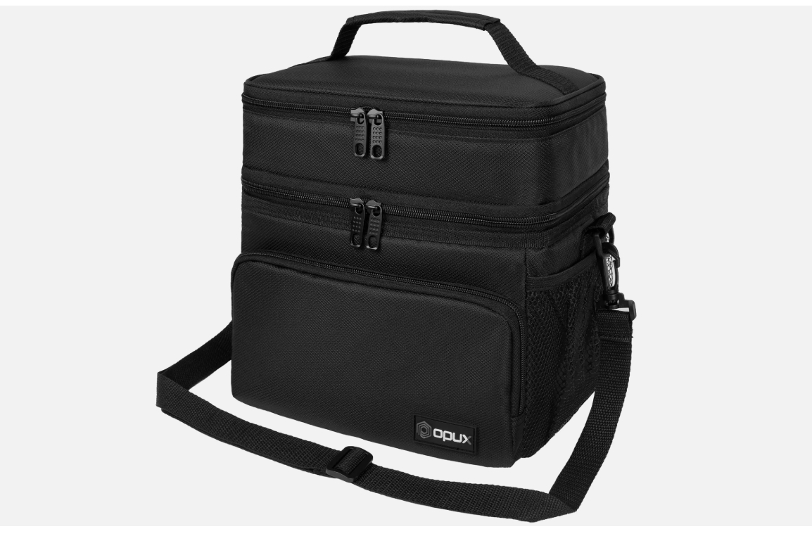 Picture of OPUX Double Deck Lunch Bag Double Deck Lunch Bag Dual Compartment for Women Men Work Office Insulated Box