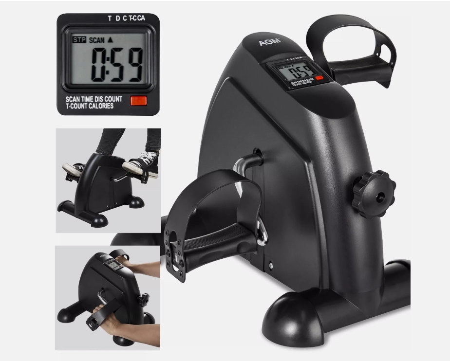 Picture of AGM/Uten Mini Exercise Bike Under Desk Pedal Exerciser  Mini Exercise Bike Under Desk Pedal Exerciser Cycle Arm Leg Peddler LCD Gift