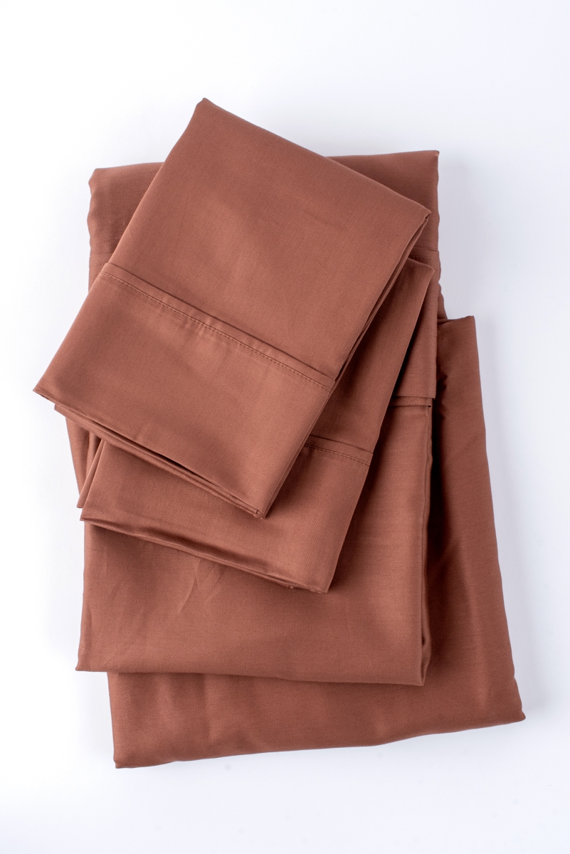 300SATIN-CLOV-QU 300 Thread Count Sateen Sheet Set, Clove - Queen Size